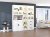 MODFU Standvitrine Modernes weißes Kombivitrinen-Set (Buffet Hochschrank, 200 cm hoch und 180 cm lang, weiße Standvitrine mit LED-Beleuchtung) Bild 3