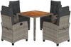 vidaXL 5-tlg. Garten-Essgruppe mit Kissen Grau Poly Rattan 3212913 Bild 2
