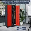 Umkleideschrank Spind KACPER - 2 Abteile, Etikettenhalter Lüftungsschlitze | Umkleidespind Metall Schließfachschrank Garderobenspind, 180x80x50cm Anthrazit-Rot Bild 3