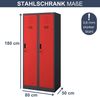 Umkleideschrank Spind KACPER - 2 Abteile, Etikettenhalter Lüftungsschlitze | Umkleidespind Metall Schließfachschrank Garderobenspind, 180x80x50cm Anthrazit-Rot Bild 2