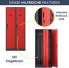 Umkleideschrank Spind KACPER - 2 Abteile, Etikettenhalter Lüftungsschlitze | Umkleidespind Metall Schließfachschrank Garderobenspind, 180x80x50cm Anthrazit-Rot Bild 5