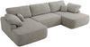 U-förmige Ecke, Ecksofa mit schlaffunktion und bettkasten, lose kissen, Wellenfeder, Big sofa XXL - CUBO U - Hellgrau Struktur Bild 5