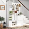 HAUSS SPOLE Garderoben-Set mit Spiegel, Flurschrank, Hängeschrankregal, Schuhschränken Weiß, (Flurschrank, Hängeschrankregal, 1-St, 2 unteren Klapptüren-Schuhschränken + 2 Aufbewahrungsschränke) Bild 2
