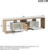 Merax 180cm TV-Schrank, Lowboard mit 2 Klapptüren, 1 Drehtür, 3 offene Lagerflächen, Fernsehschrank für TVs bis 85 Zoll, Weiß + Naturholzfarbe Bild 4