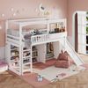 Etagenbett 90x200 Liegefläche mit Rutsche, Kleiderschrank und Regal, vierseitiger Fallschutz, weiß-natur Bild 5