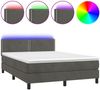 vidaXL Polsterbett mit Matratze & LED Dunkelgrau 140x200 cm Samt Bild 2
