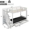 Kinder-Etagenbett, Doppelbett, multifunktionales Kinderbett,Mit Treppenschrank und 2 Schubladen, ohne Matratze, Die untere Ebene als Bett oder Sofa genutzt und enthält Kissen , weiß, 90*200 Bild 5