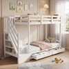 Kinder-Etagenbett, Doppelbett, multifunktionales Kinderbett,Mit Treppenschrank und 2 Schubladen, ohne Matratze, Die untere Ebene als Bett oder Sofa genutzt und enthält Kissen , weiß, 90*200 Bild 4