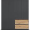 rauch Joel-Extra, Kleiderschrank, 4-türig, push-to-open, mit 2 Kleiderstangen und 2 Einlegeböden, Farbe Grau metallic/Eiche Artisan, BxHxT 181x197x54cm Bild 2