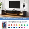 Merax 181 cm Hochglanz-TV-Schrank mit LED-Beleuchtung, Für Fernseher bis 80 Zoll, Glasfront, zwei klappbare Schubladen, Schwarz Bild 5