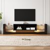 Merax 181 cm Hochglanz-TV-Schrank mit LED-Beleuchtung, Für Fernseher bis 80 Zoll, Glasfront, zwei klappbare Schubladen, Schwarz Bild 3