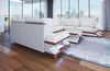 Designsofa Sorrento aus Leder - Echtleder - weiß-hellbraun - Rechts Bild 3
