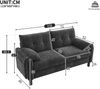 Sofa 158x80x88,5 cm Grau aus Chenille mit dicken Polstern, Seitentaschen und stabilem Gestell Bild 4