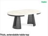 MEBLINI Esstisch Rund Ausziehbar aus Metall - 120-196x76 cm - CONEY - Chromix Weiß/Schwarz Matt - Loft - Esszimmertisch Modern - Küchentisch - Ausziehtisch - Round Dining Table Bild 2