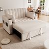 Merax Schlafsofa, Schlafcouch mit Schlaffunktion, Doppelsofa mit verstellbarer Rückenlehne, mit Getränkehalter und Kissen Beige Bild 3