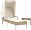 vidaXL Sonnenliege mit Dach und Tisch Beige Poly Rattan 368201 Bild 2