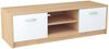 Home Collective TV-Schrank 120cm breit Lowboard mit matter Oberfläche Fernsehtisch (abgerundete Kante und Metall-Rollschienen Fernsehkommode) mit 2 Türen und 1 Regal, aus laminiertem Board sonoma weiß Bild 5
