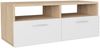 TV-Schrank, TV-Lowboard Holzwerkstoff 95x35x36 cm Eiche und Weiß Bild 2