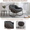 LVHOM Schaukelstuhl mit gepolstertem Kissen, Rattanstuhl mit Stahlrahmen, Lounge Sessel, Schaukelsessel, 1 St, für Balkon/Garten/Wohnzimmer/Schlafzimmer Bild 4