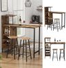 Bartisch-Set Fyrk Schwarz/Eiche rustikal 121.5 x 40 cm mit 2 Hocker Vicco Bild 2