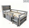 Merax Holzbett 90x200 cm, Kinderbett, Einzelbett, Multifunktionsbett, Mit Staufächern und Schränken mit Schiebetüren, ausgestattet mit LED-Beleuchtung und USB-Ladeanschlüssen, Grau Bild 4