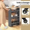 Nischenwagen 20cm breit 4 Etagen Küchenwagen schmal Nischenregal auf Rollen 47,5 x 20 x 80,5 cm Grau Bild 5