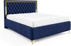MEBLINI Polsterbett 140x200 mit Lattenrost und Matratze – ARONA GOLD – Blau Samt – Doppelbett mit Bettkasten - Stauraumbett - Kopfteil Bett mit Stauraum Bild 2