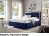 MEBLINI Polsterbett 140x200 mit Lattenrost und Matratze – ARONA GOLD – Blau Samt – Doppelbett mit Bettkasten - Stauraumbett - Kopfteil Bett mit Stauraum Bild 3