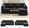 Ecksofa L-Form mit Hocker, Zier- und Armlehnenkissen, Chenille Bild 5
