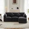 Ecksofa L-Form mit Hocker, Zier- und Armlehnenkissen, Chenille Bild 3