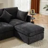 Ecksofa L-Form mit Hocker, Zier- und Armlehnenkissen, Chenille Bild 4