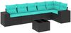 vidaXL 7-teiliges Gartensofa-Set mit Kissen, schwarzes Polyrattan 3222596 Bild 2