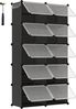Songmics Schuhregal mit 10 Fächern, Schuhschrank, 30 x 40 x 30 cm pro Fach, schmal, mit Türen, Stahlrahmen, Kunststoff, für Flur, Schlafzimmer, Eingangsbereich, schwarz CPL035B01 Bild 2