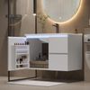 Merax wandhängend Badezimmerschränk, integriertes Waschbecken, Volllackierung, LED-Radarsensor-Beleuchtung, Waschtisch, mit 2 Schubladen, leise Gleitschienen, weiß Bild 5
