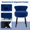 Samt-Vanity-Stuhl mit Lehne gepolsterter Vanity-Hocker mit tief getufteter Rückenlehne und massiven Holzbeinen Blau Bild 3