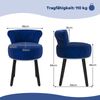 Samt-Vanity-Stuhl mit Lehne gepolsterter Vanity-Hocker mit tief getufteter Rückenlehne und massiven Holzbeinen Blau Bild 2