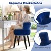 Samt-Vanity-Stuhl mit Lehne gepolsterter Vanity-Hocker mit tief getufteter Rückenlehne und massiven Holzbeinen Blau Bild 4