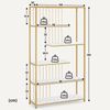 BarberPub Bücherregal, Standregal mit 5 Ebenen, Büroregal mit Metallrahmen, Regal für Büro, Wohnzimmer, Schlafzimmer, Küche, Nagelstudio, Marmor-Weiß Gold, 30x100x180cm, 5177 Bild 3