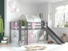 Vipack Spielbett 'Pino' inkl. Rutsche grau, mit Textilset Vorhang, Tunnel und 3 Taschen 'Birdy' Bild 2