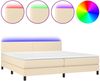 Boxspringbett mit Matratze & LED Stoff Creme 200x200 cm, Härtegrad: H2 [3133026] Bild 2
