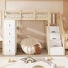 Novelux Hochbett 90x200 cm mit Treppe und Stauraumschubladen – Massivholz Kiefer Kinderbett, Holzfarbe, Integriertes Regal, Multifunktionales Jugendbett Bild 3