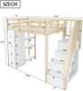 Novelux Hochbett 90x200 cm mit Treppe und Stauraumschubladen – Massivholz Kiefer Kinderbett, Holzfarbe, Integriertes Regal, Multifunktionales Jugendbett Bild 2
