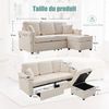 3-Sitzer Sofa B 194 x T 73 x H 81 cm aus Cord in Beige mit LED-Beleuchtung & USB-C Bild 5