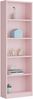 Dmora Artico Bücherregal, Hohes Bücherregal mit 5 Regalen, Büro- oder Schlafzimmerregal, Modernes Regal mit Fächern, 52x25h180 cm, Rosa Bild 5