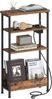 Beistelltisch Schmal, 4-Stufiger Beistelltisch Couch mit Zeitschriftenhalter und Ladesteckdosen, Geeignet als Nachttisch für Wohnzimmer oder Arbeitszimmer, Vintagebraun-Schwarz Bild 2