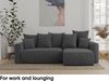 MEBLINI Schlafcouch mit Bettkasten - 238x142x73cm - Dunkelgrau Cordstoff - DAVE - Kleines Ecksofa mit Schlaffunktion - Sofa mit Relaxfunktion und Kissen - Kleine Couch L-Form - Eckcouch Bild 3