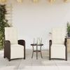 vidaXL 3-tlg. Bistro-Set mit Kissen Braun Poly Rattan 365202 Bild 3