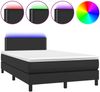 vidaXL Boxspringbett mit Matratze & LED Kunstleder Schwarz 120x200 cm Bild 2