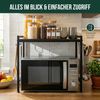 eluno 2-stufiges Mikrowellenregal, Metall, Schwarz, 42,5 - 65,5 x 34 x 31,5 cm Bild 3