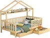 Hausbett Kinderbett, mit Schubladen, Lattenrost, für Kinder- und Jugendzimmer, Massivholz Kiefer, natur, 90 x 200 cm Bild 4